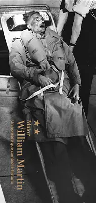 Portada del díptico informativo sobre la operación Mincemeat y su protagonista William Martin.